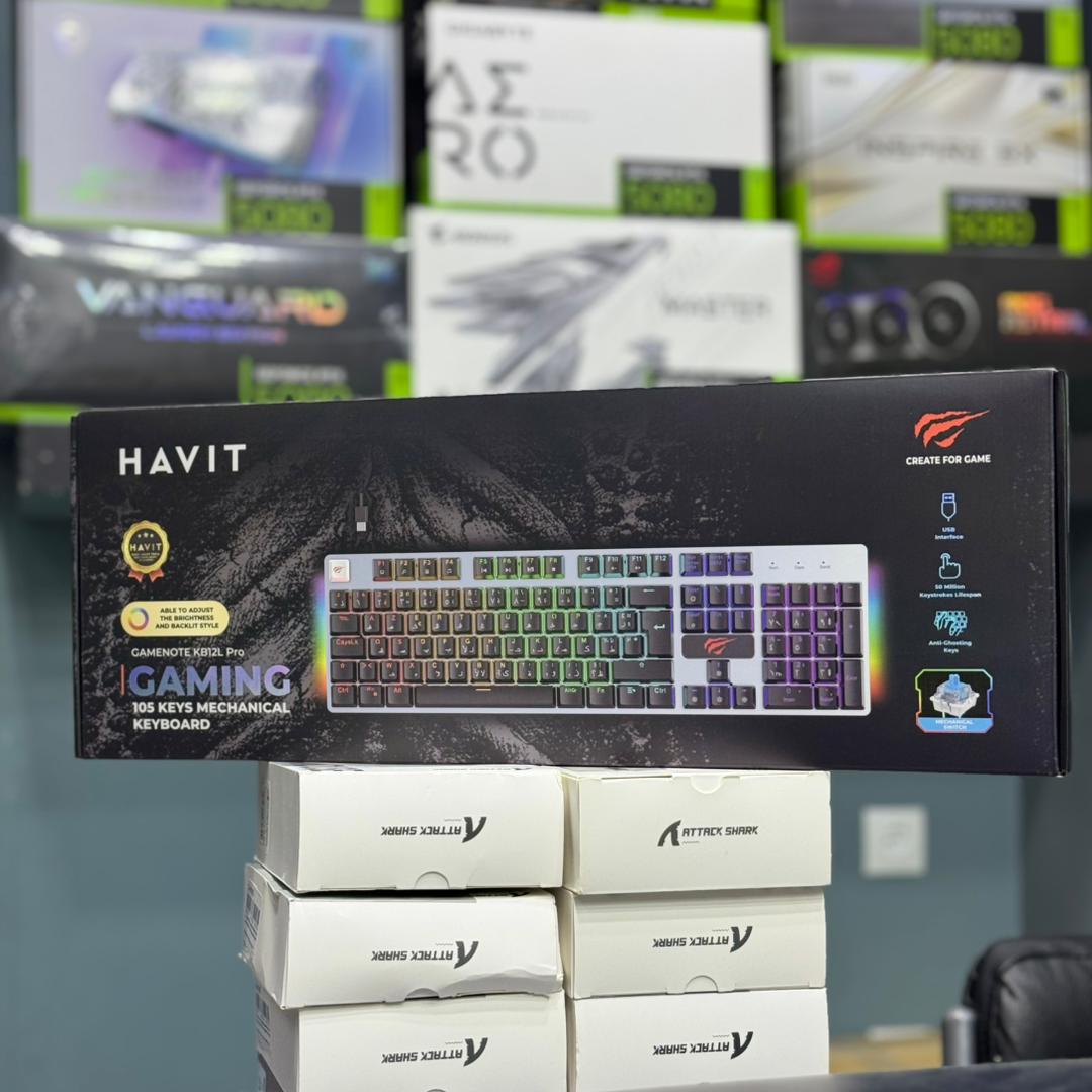 CLAVIER MECANIQUE GAMING HAVIT KB12L PRO 105 KEY BLUE-SWITCH RGB BLACK-SILVER